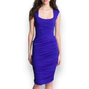 FELICITY & COCO Women's Royal‎ Blue Ruched Bodycon Dress Size Small | EUC
